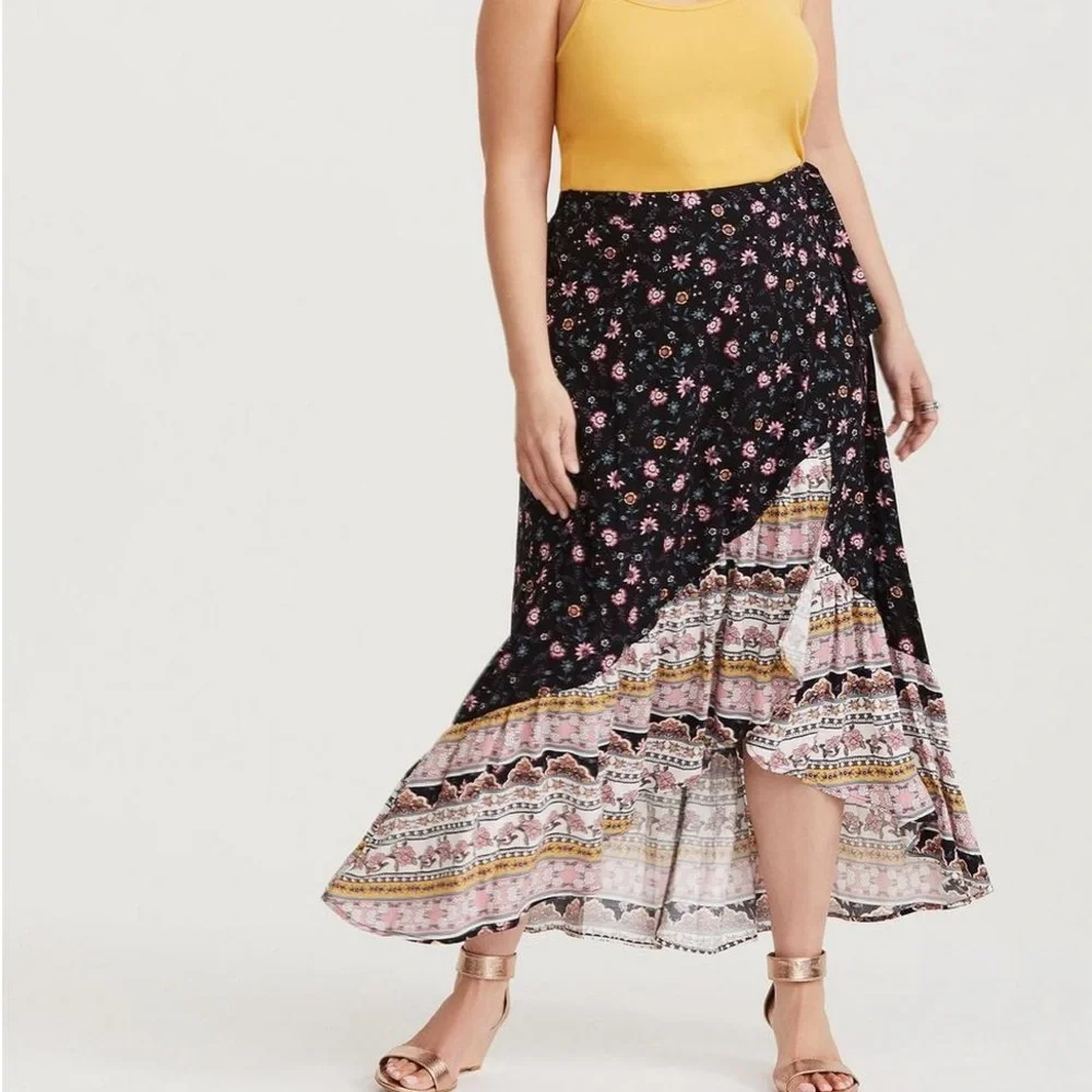 Torrid Floral Print Wrap Skirt - Picture 1 of 6